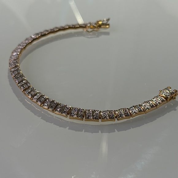 Gold plated 925 Silver Tennis Bracelet - Picture 7 of 9